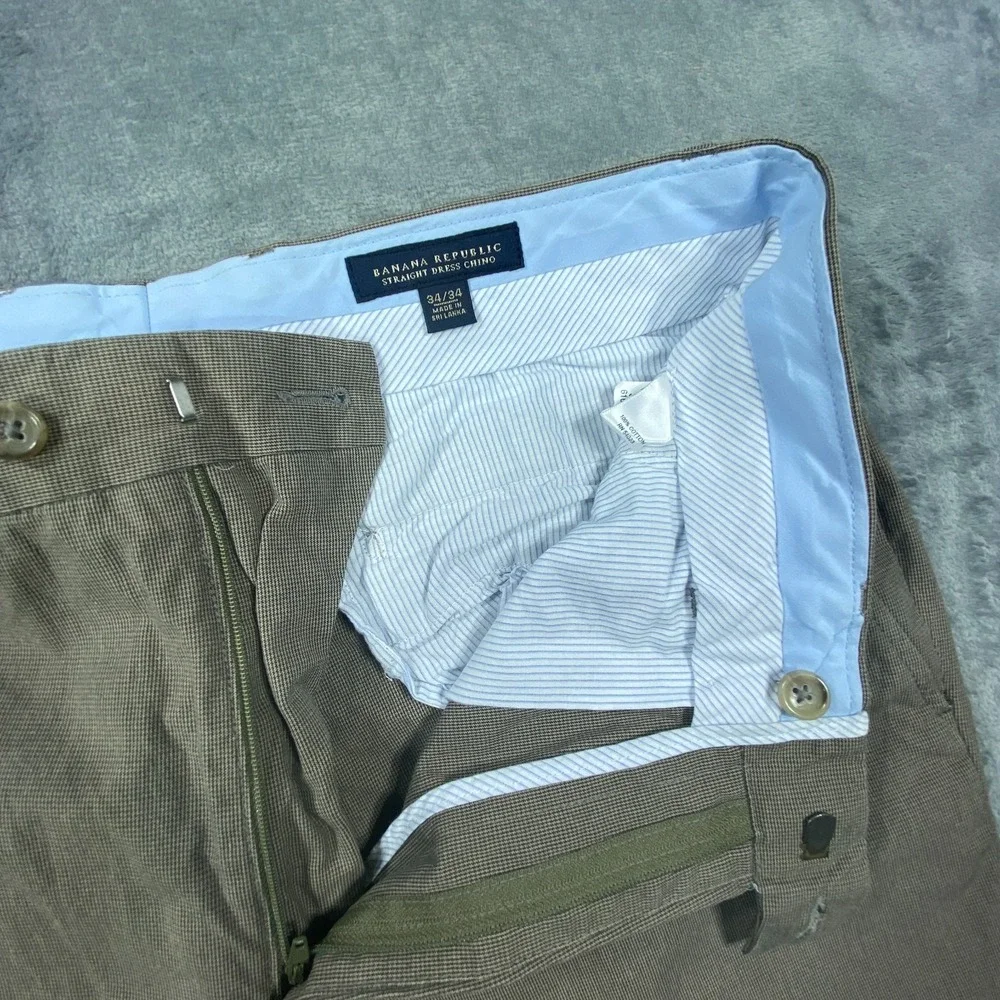 Banana Republic Pants Men 34x32 Houndstooth Classic Fit‎ 100% Cotton Chino Dress